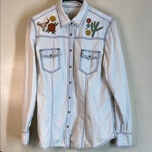 Ryan Michael ladies Western Wear  Embroidered Snap Down Shirt size M